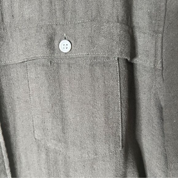 ASOS Men’s Long Sleeve Linen Cotton Blend Green Button Down Shirt Size Large - Picture 5 of 6